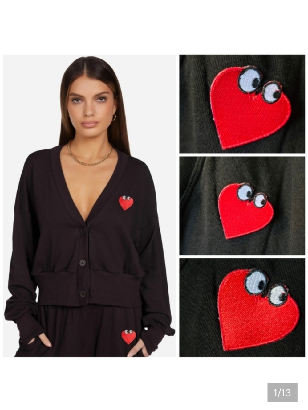 Lauren Moshi Camas Heart Face Patch "cardigan"